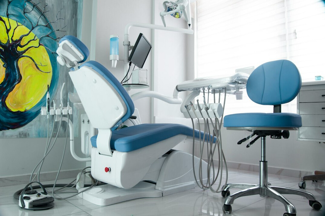 Bright modern dental clinic with a dental chair