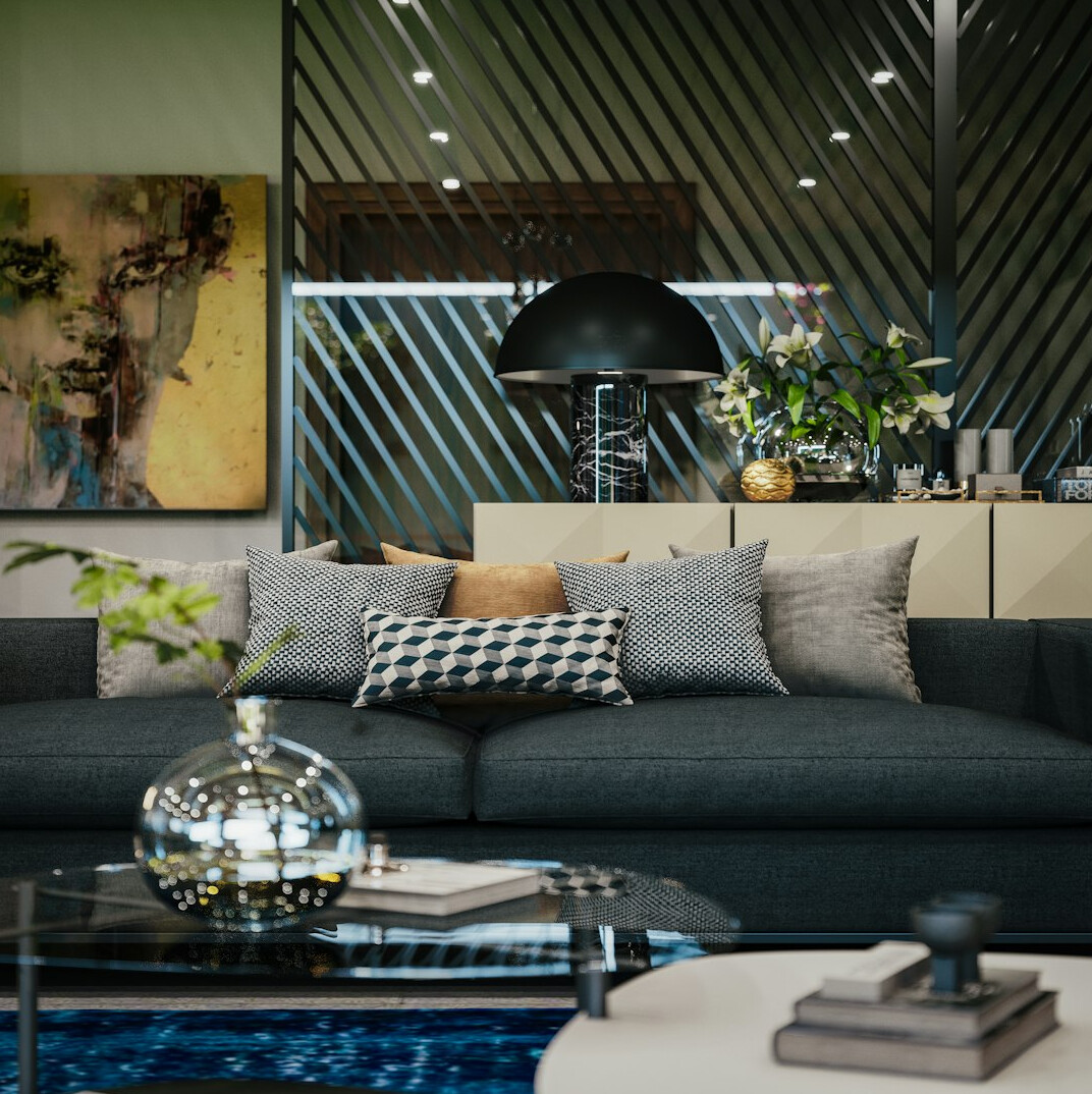 Bright modern office reception with wooden desk and plants