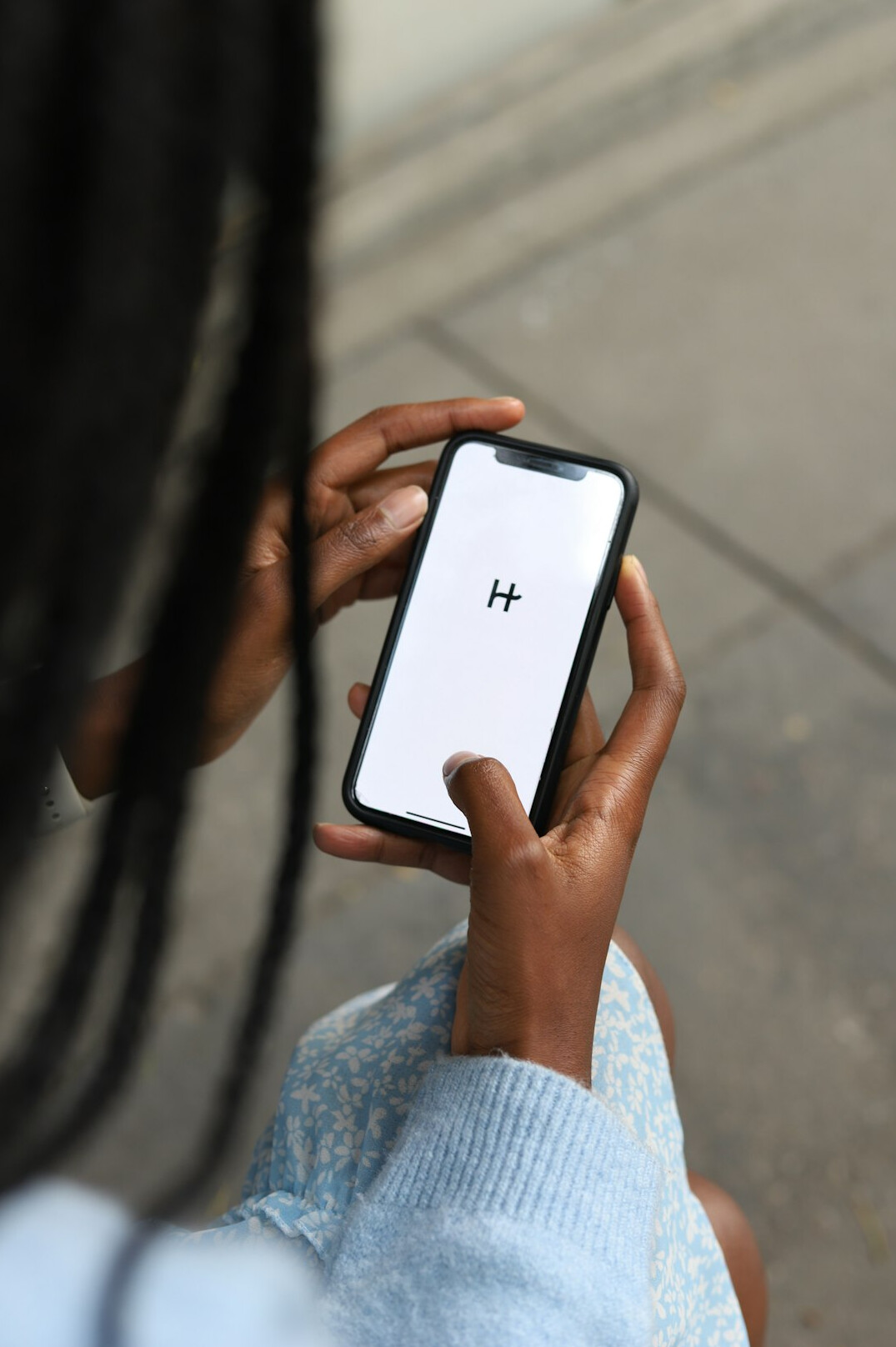 person using health app