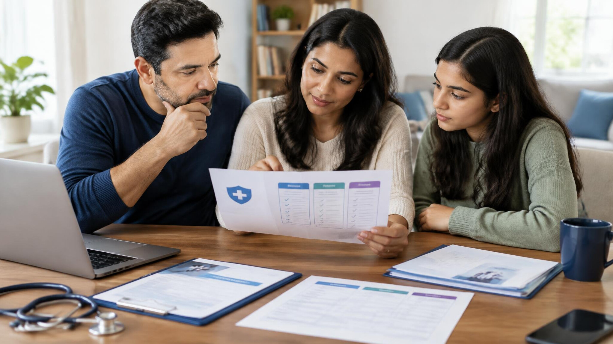 family reviewing insurance options