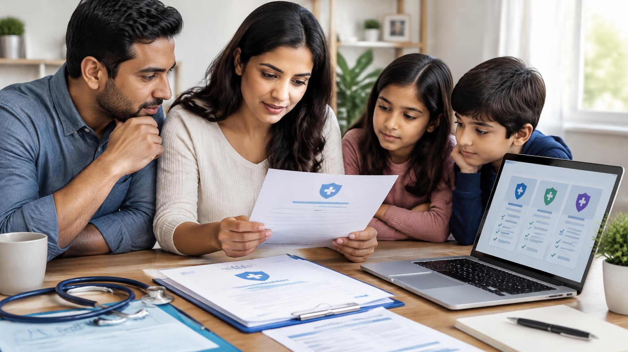 family reviewing insurance options